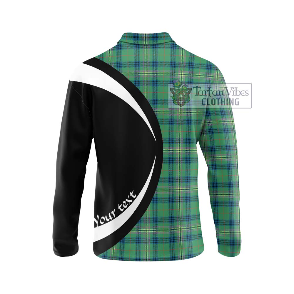 Kennedy Ancient Tartan Long Sleeve Polo Shirt with Family Crest Circle Style - Tartan Vibes Clothing