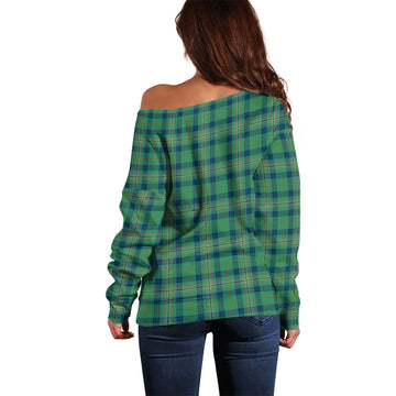 Kennedy Ancient Tartan Off Shoulder Women Sweater with Family Crest