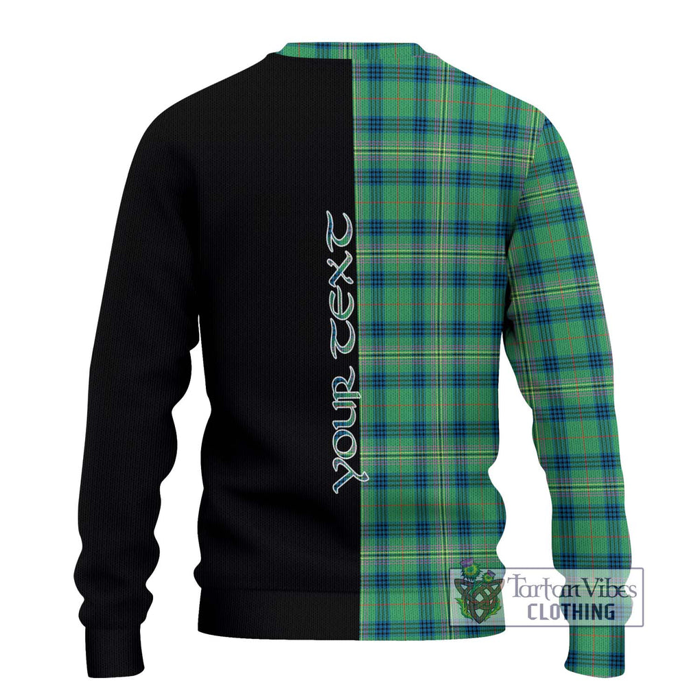 Kennedy Ancient Tartan Knitted Sweater with Family Crest and Half Of Me Style - Tartanvibesclothing Shop