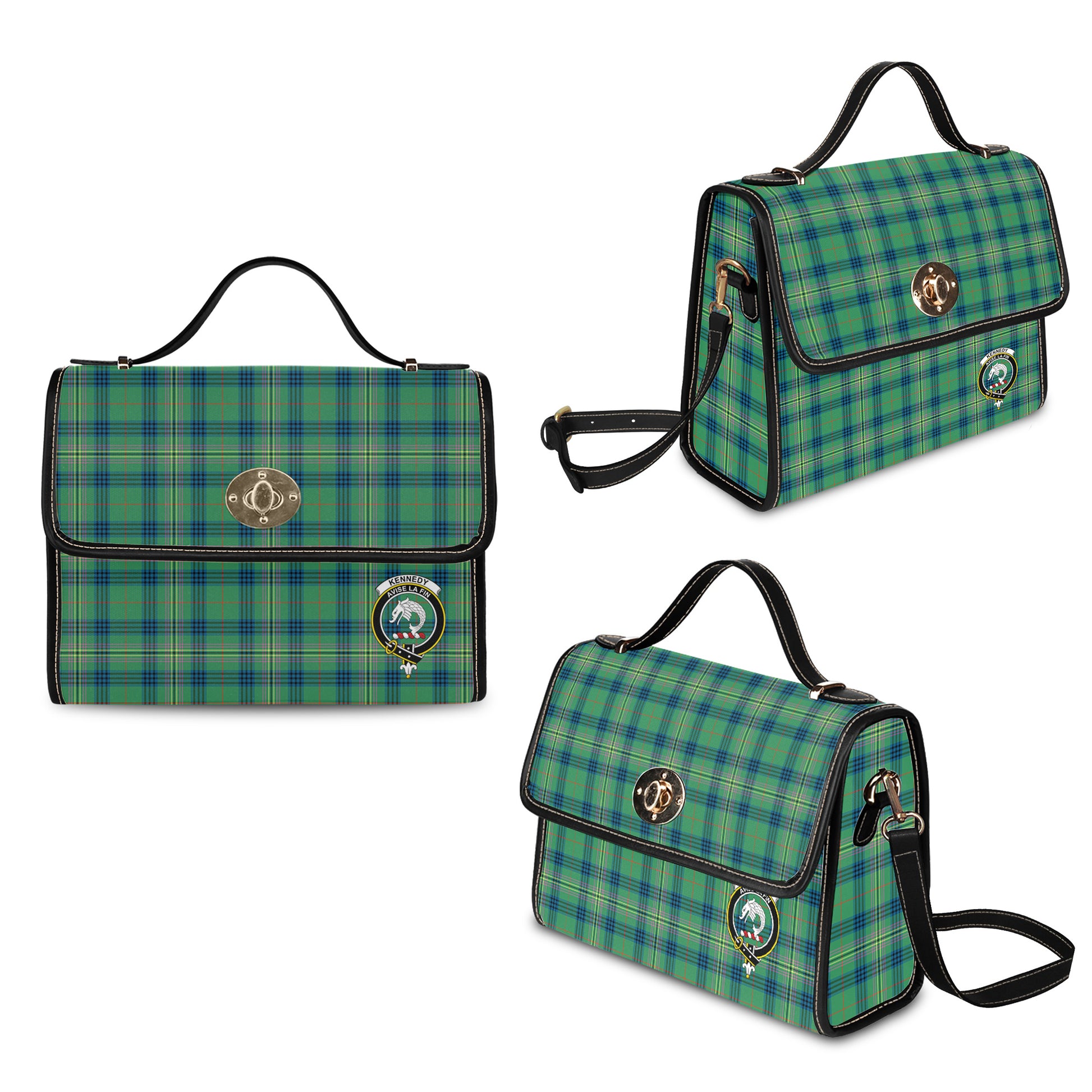 kennedy-ancient-tartan-leather-strap-waterproof-canvas-bag-with-family-crest