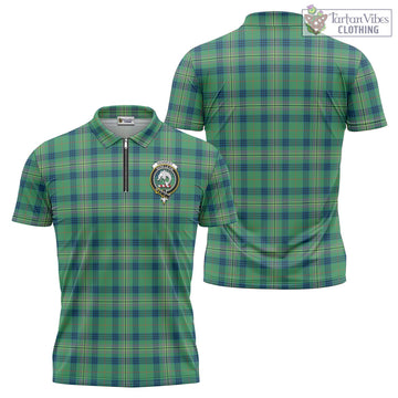 Kennedy Ancient Tartan Zipper Polo Shirt with Family Crest