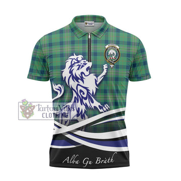 Kennedy Ancient Tartan Zipper Polo Shirt with Alba Gu Brath Regal Lion Emblem