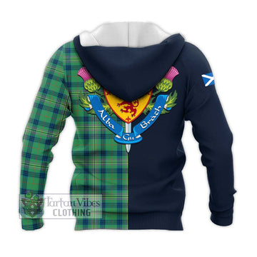 Kennedy Ancient Tartan Knitted Hoodie Alba with Scottish Lion Royal Arm Half Style