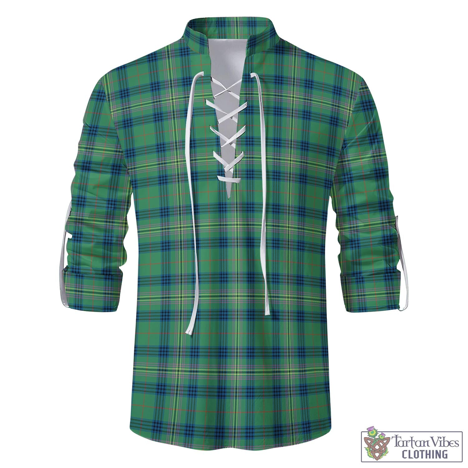 Tartan Vibes Clothing Kennedy Ancient Tartan Men's Scottish Traditional Jacobite Ghillie Kilt Shirt