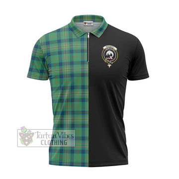 Kennedy Ancient Tartan Zipper Polo Shirt with Family Crest and Half Of Me Style