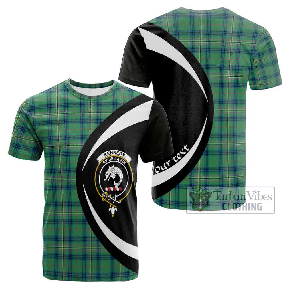 Tartan Vibes Clothing Kennedy Ancient Tartan Cotton T-shirt with Family Crest Circle Style