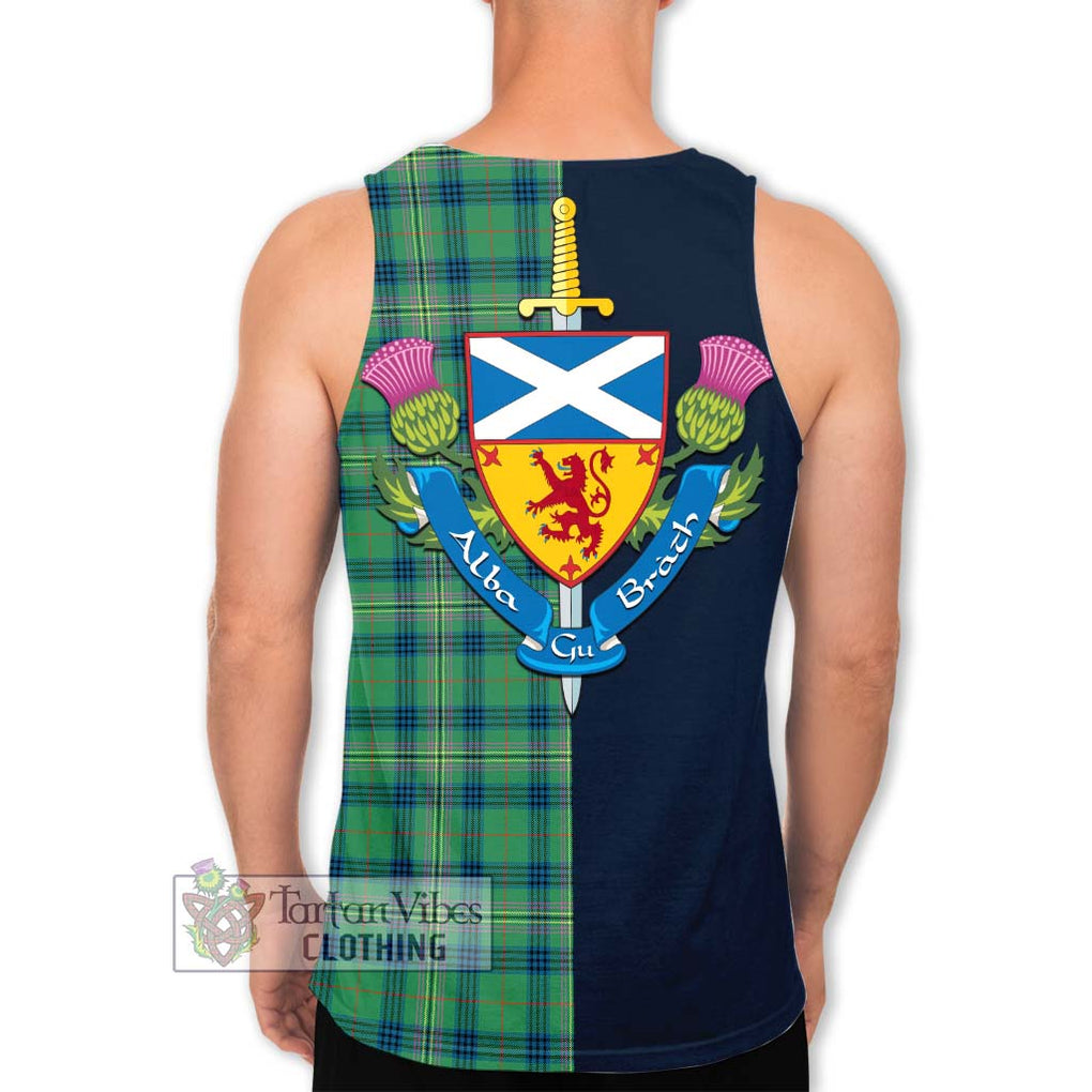 Tartan Vibes Clothing Kennedy Ancient Tartan Men's Tank Top with Scottish Lion Royal Arm Half Style