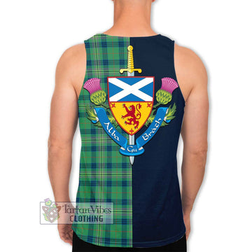 Kennedy Ancient Tartan Men's Tank Top Alba with Scottish Lion Royal Arm Half Style