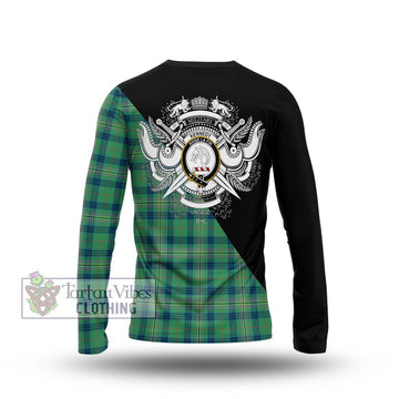 Kennedy Ancient Tartan Long Sleeve T-Shirt with Family Crest and Military Logo Style