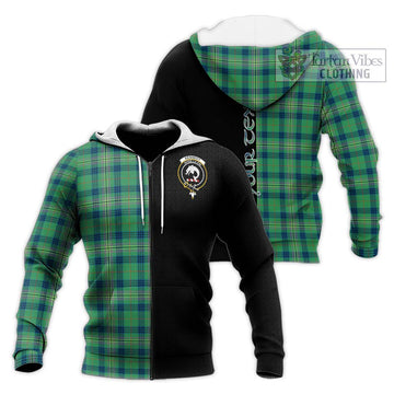 Kennedy Ancient Tartan Knitted Hoodie with Family Crest and Half Of Me Style