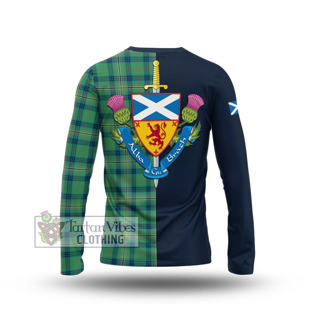 Tartan Vibes Clothing Kennedy Ancient Tartan Long Sleeve T-Shirt with Scottish Lion Royal Arm Half Style