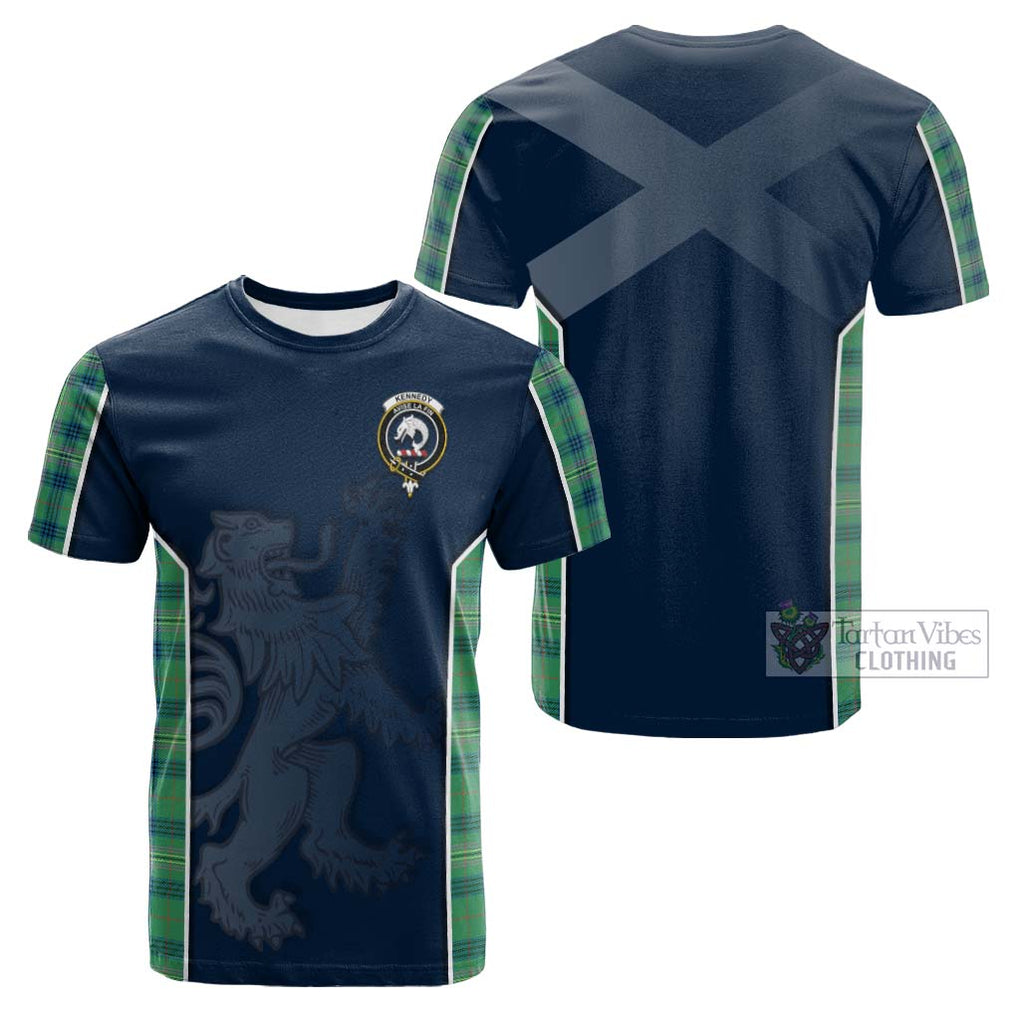 Tartan Vibes Clothing Kennedy Ancient Tartan Cotton T-shirt with Family Crest and Lion Rampant Vibes Sport Style