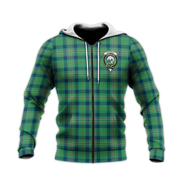 Kennedy Ancient Tartan Knitted Hoodie with Family Crest