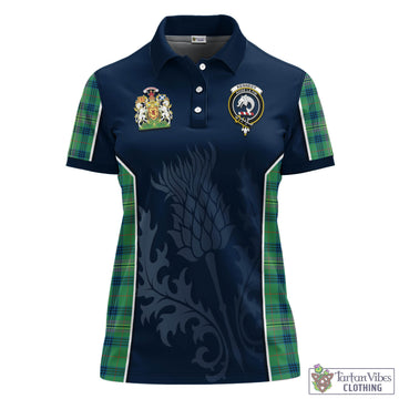 Kennedy Ancient Tartan Women's Polo Shirt with Family Crest and Scottish Thistle Vibes Sport Style