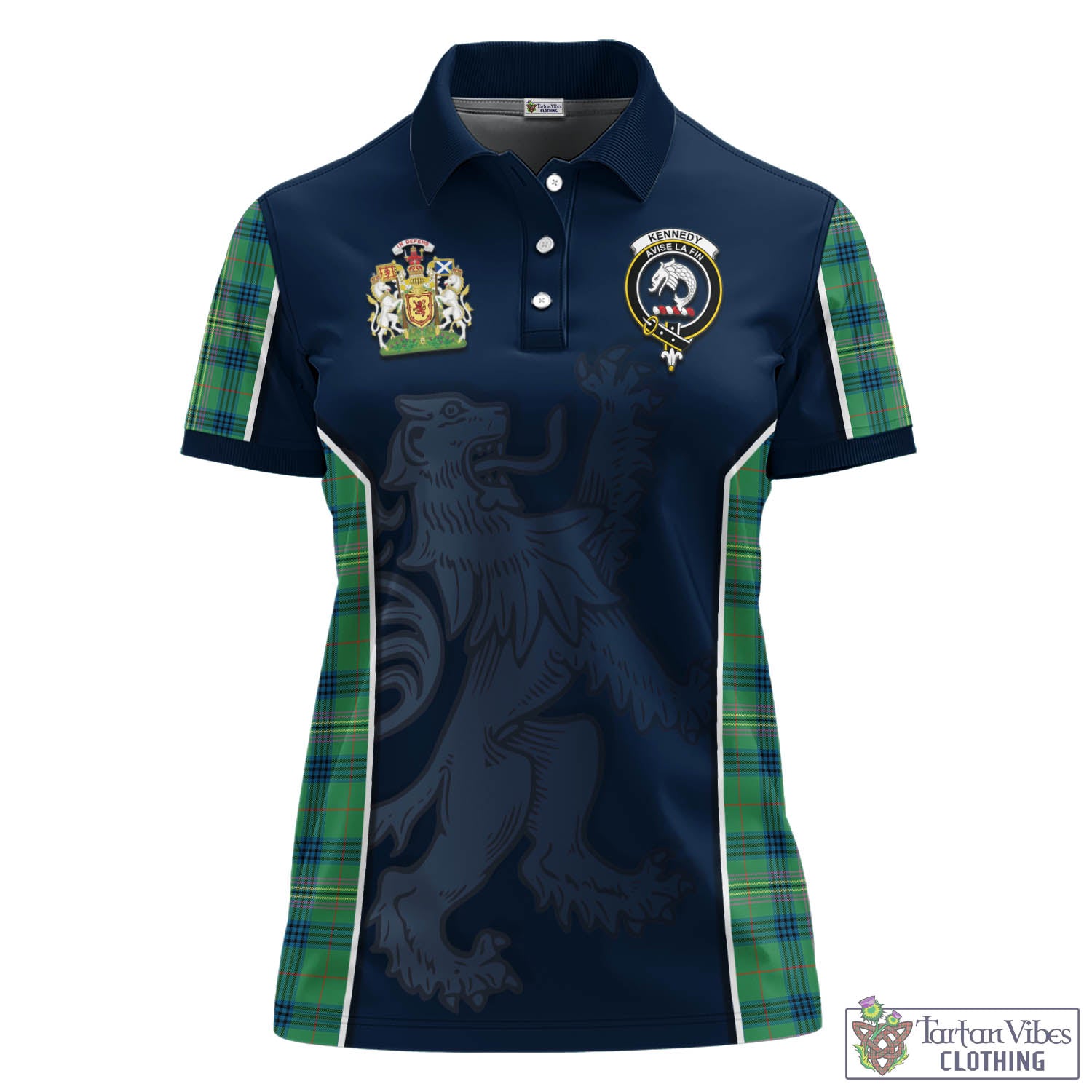 Kennedy Ancient Tartan Women's Polo Shirt with Family Crest and Lion Rampant Vibes Sport Style - Tartan Vibes Clothing