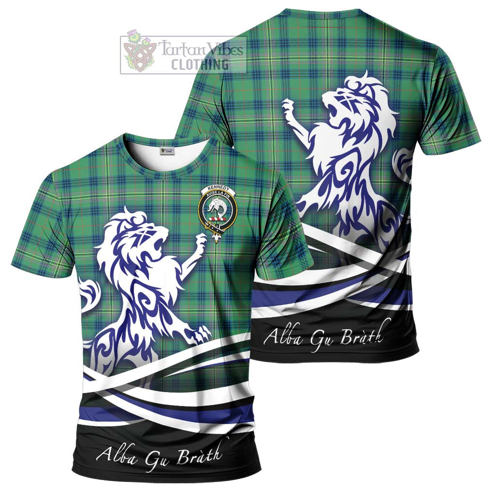 Tartan Vibes Clothing Kennedy Ancient Tartan Cotton T-shirt with Alba Gu Brath Regal Lion Emblem