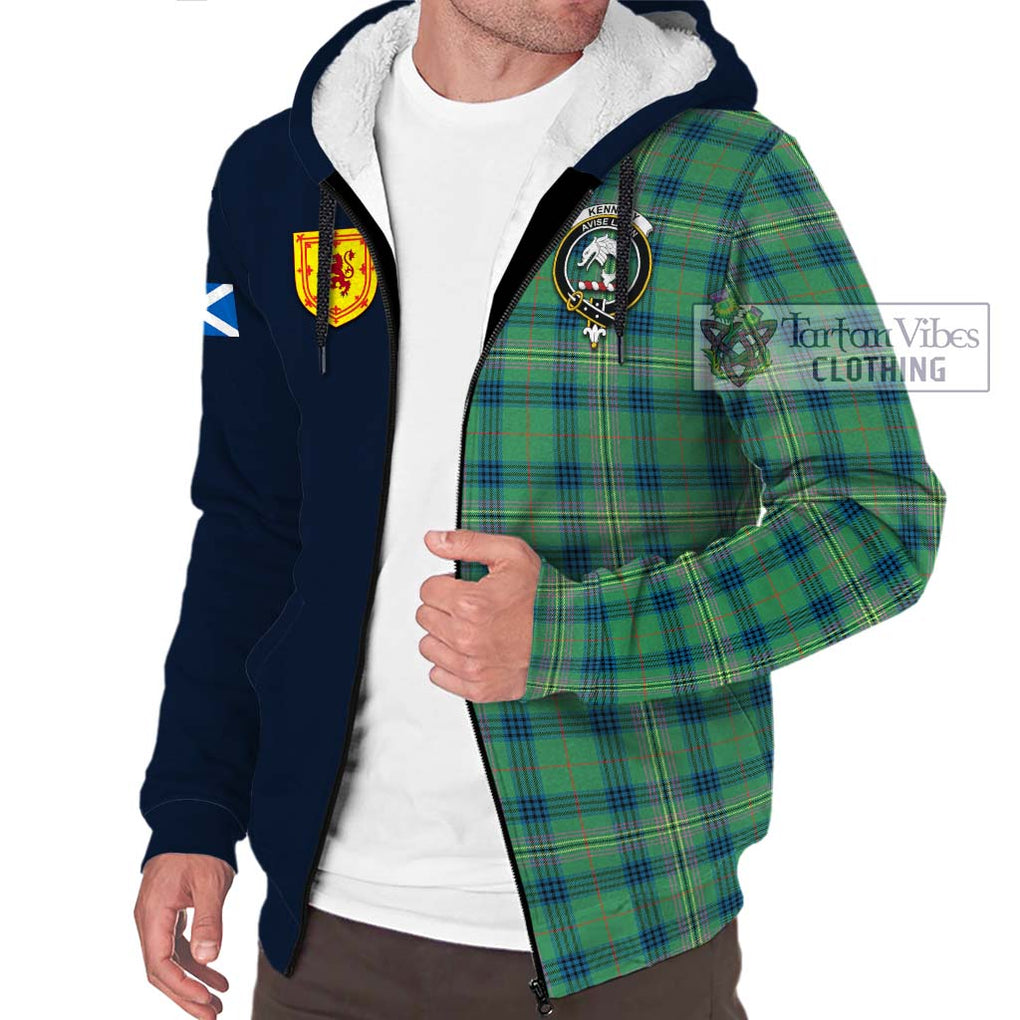 Tartan Vibes Clothing Kennedy Ancient Tartan Sherpa Hoodie with Scottish Lion Royal Arm Half Style