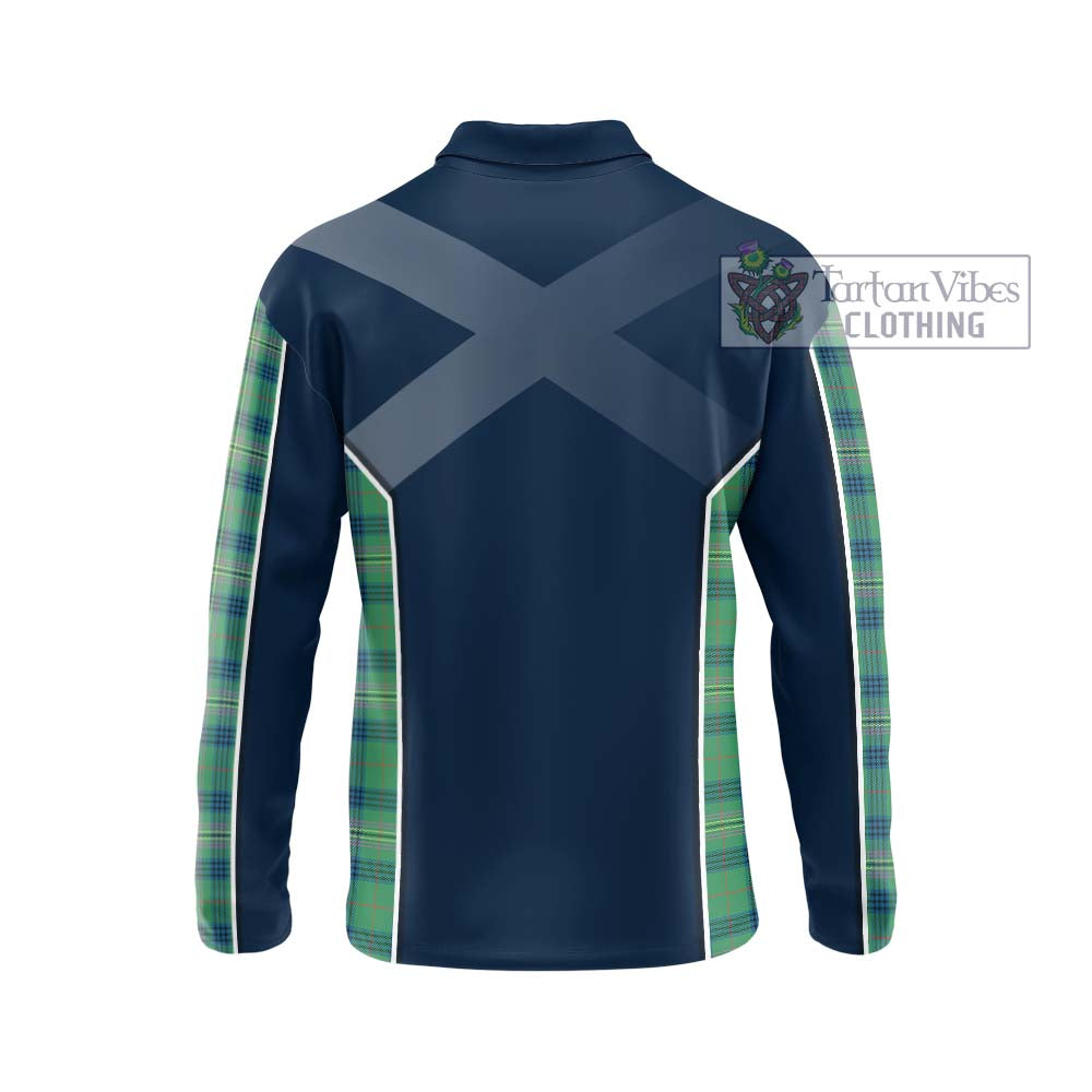 Kennedy Ancient Tartan Long Sleeve Polo Shirt with Family Crest and Lion Rampant Vibes Sport Style - Tartan Vibes Clothing