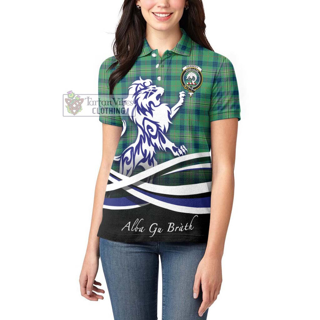 Kennedy Ancient Tartan Women's Polo Shirt with Alba Gu Brath Regal Lion Emblem - Tartanvibesclothing Shop