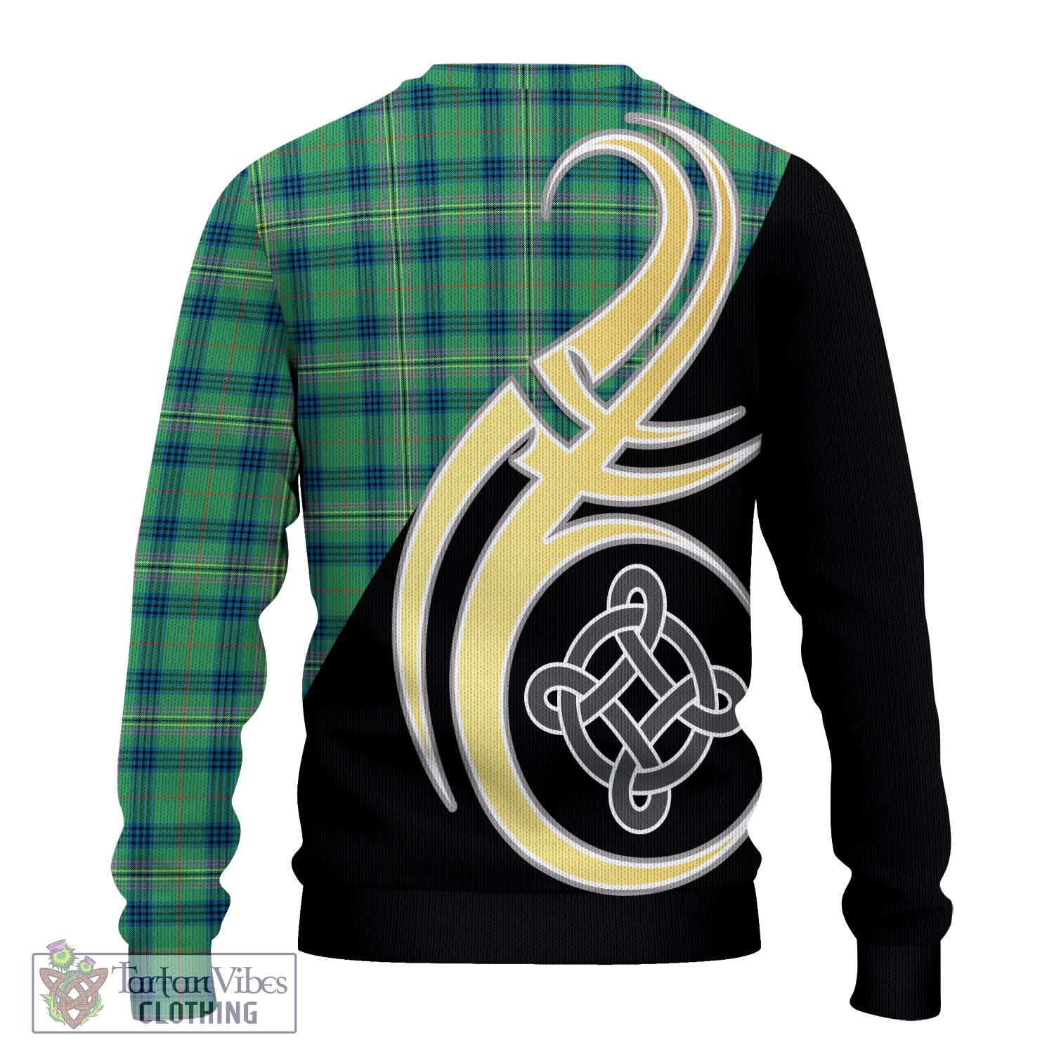 Kennedy Ancient Tartan Knitted Sweater with Family Crest and Celtic Symbol Style - Tartan Vibes Clothing