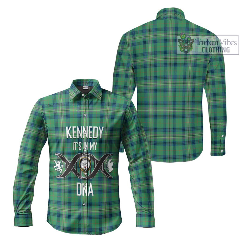 Kennedy Ancient Tartan Long Sleeve Button Shirt with Family Crest DNA In Me Style Men's Shirt - Tartanvibesclothing Shop