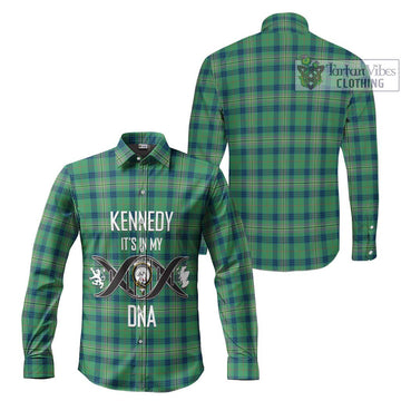 Kennedy Ancient Tartan Long Sleeve Button Shirt with Family Crest DNA In Me Style