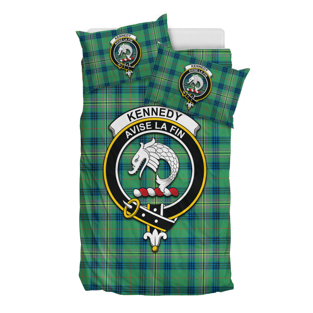 Kennedy Ancient Tartan Bedding Set with Family Crest - Tartan Vibes Clothing