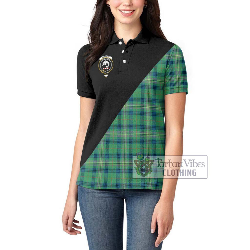 Kennedy Ancient Tartan Women's Polo Shirt with Family Crest and Military Logo Style - Tartanvibesclothing Shop