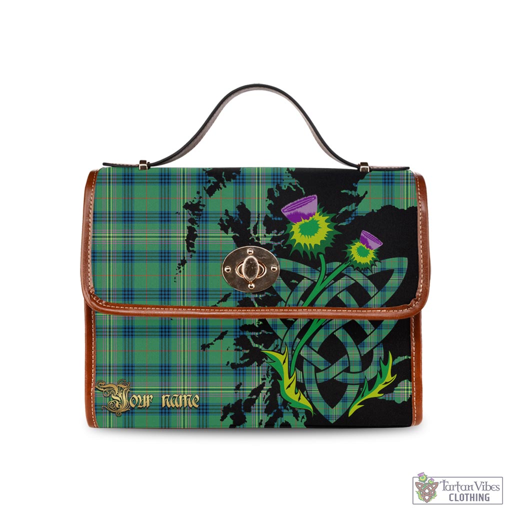 Tartan Vibes Clothing Kennedy Ancient Tartan Waterproof Canvas Bag with Scotland Map and Thistle Celtic Accents