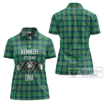 Kennedy Ancient Tartan Women's Polo Shirt with Family Crest DNA In Me Style