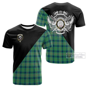 Kennedy Ancient Tartan Cotton T-shirt with Family Crest and Military Logo Style