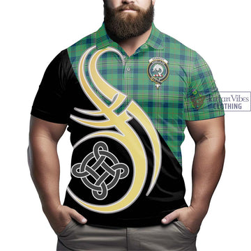 Kennedy Ancient Tartan Polo Shirt with Family Crest and Celtic Symbol Style