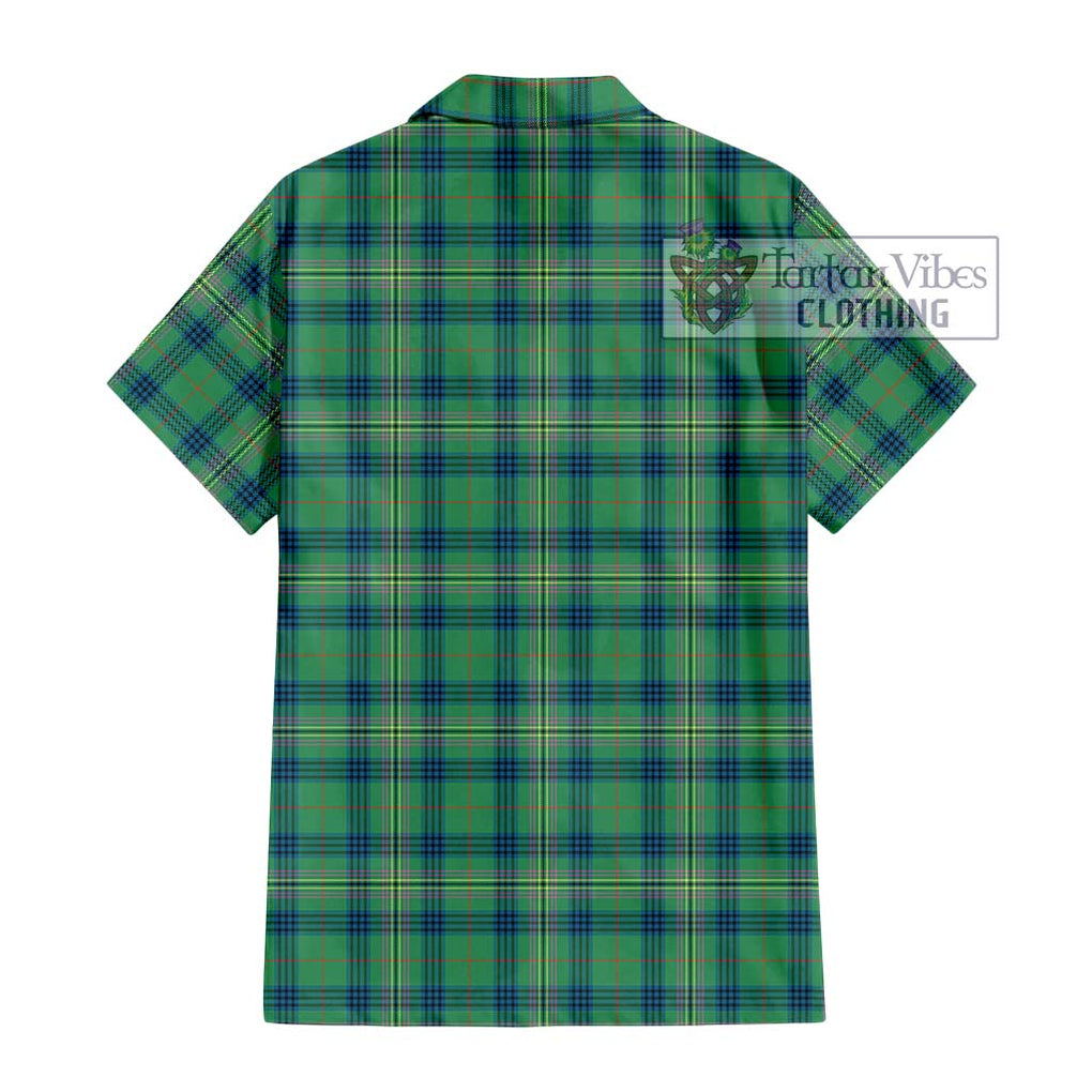 Kennedy Ancient Tartan Short Sleeve Button Shirt with Family Crest DNA In Me Style - Tartanvibesclothing Shop