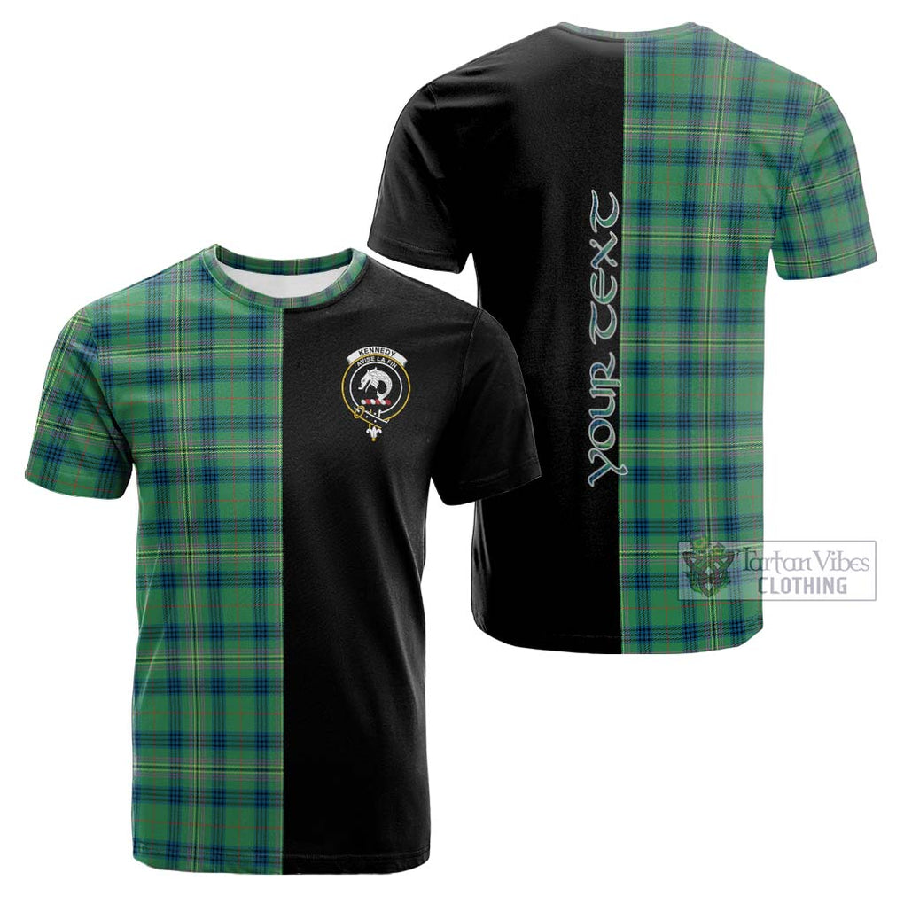 Tartan Vibes Clothing Kennedy Ancient Tartan Cotton T-shirt with Family Crest and Half Of Me Style