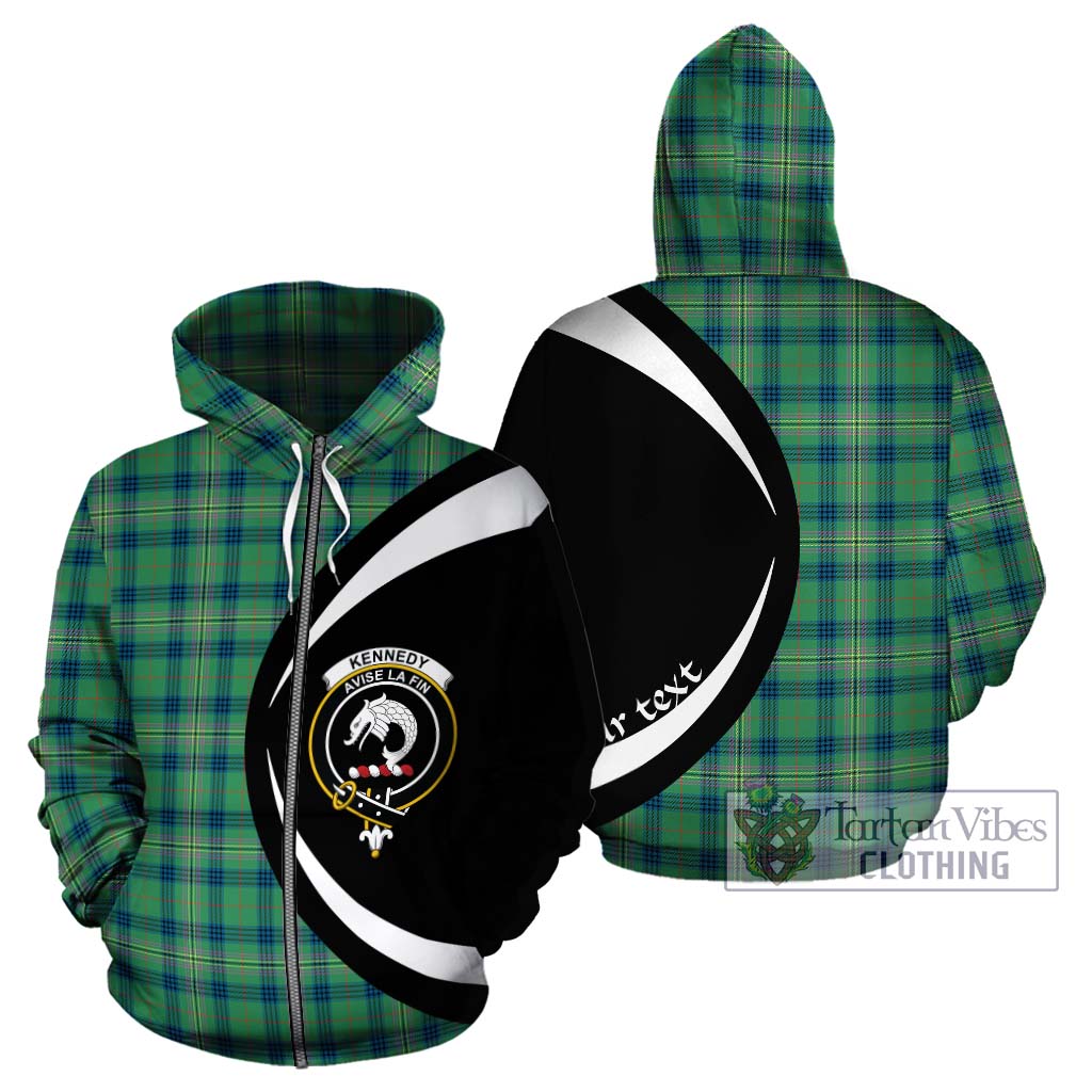 Tartan Vibes Clothing Kennedy Ancient Tartan Hoodie with Family Crest Circle Style