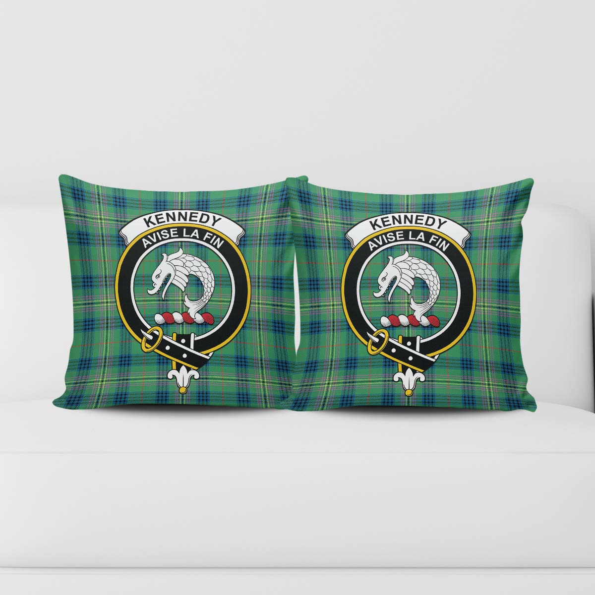 Kennedy Ancient Tartan Pillow Cover with Family Crest - Tartanvibesclothing