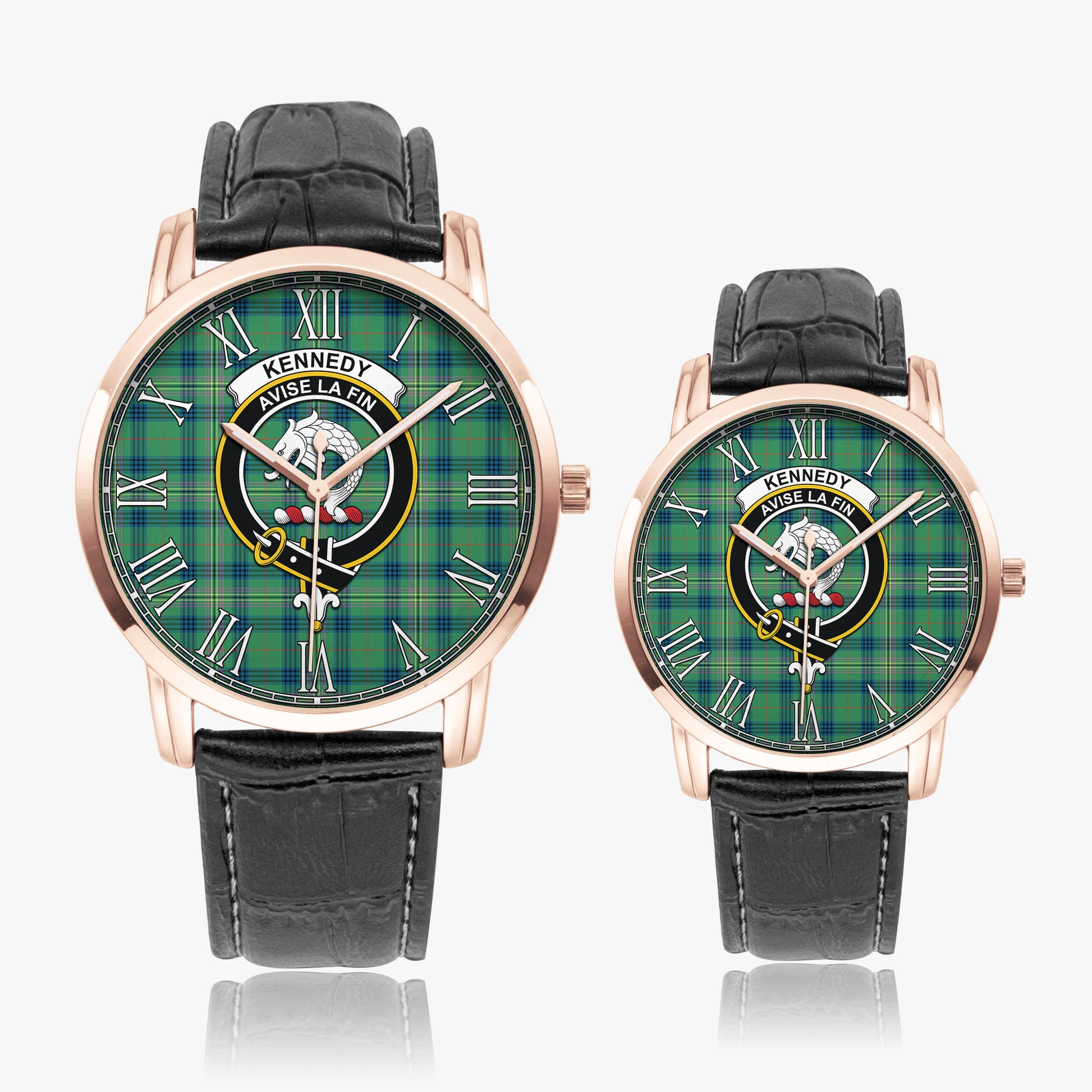 Kennedy Ancient Tartan Family Crest Leather Strap Quartz Watch - Tartanvibesclothing