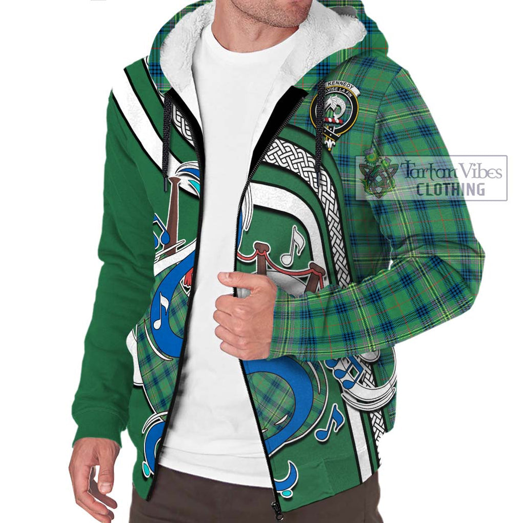 Kennedy Ancient Tartan Sherpa Hoodie with Epic Bagpipe Style Unisex - Tartanvibesclothing Shop