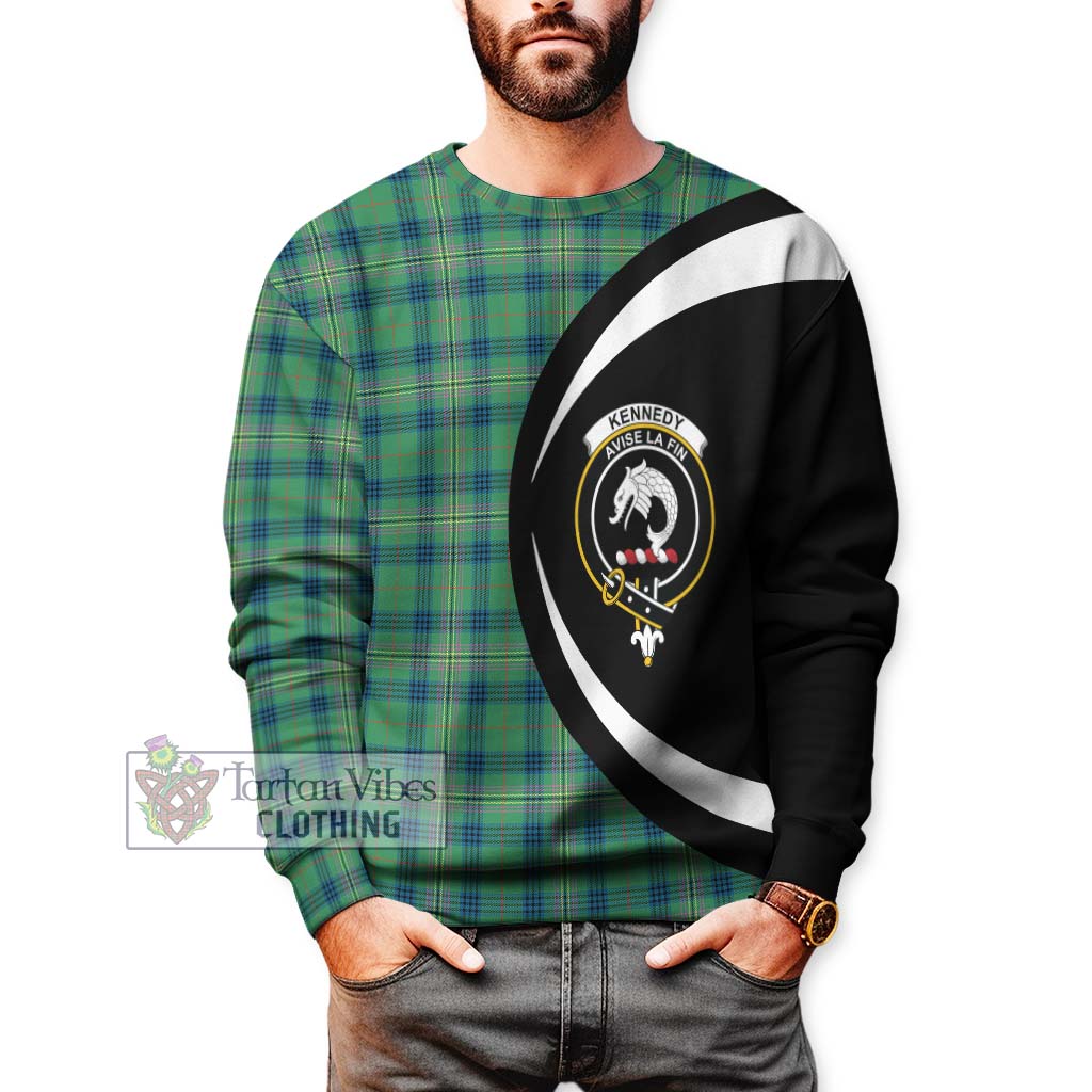 Kennedy Ancient Tartan Sweatshirt with Family Crest Circle Style - Tartan Vibes Clothing