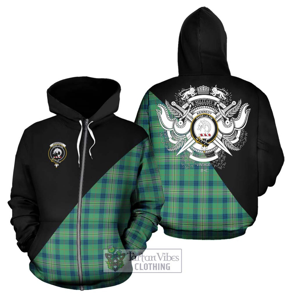 Kennedy Ancient Tartan Hoodie with Family Crest and Military Logo Style - Tartanvibesclothing Shop