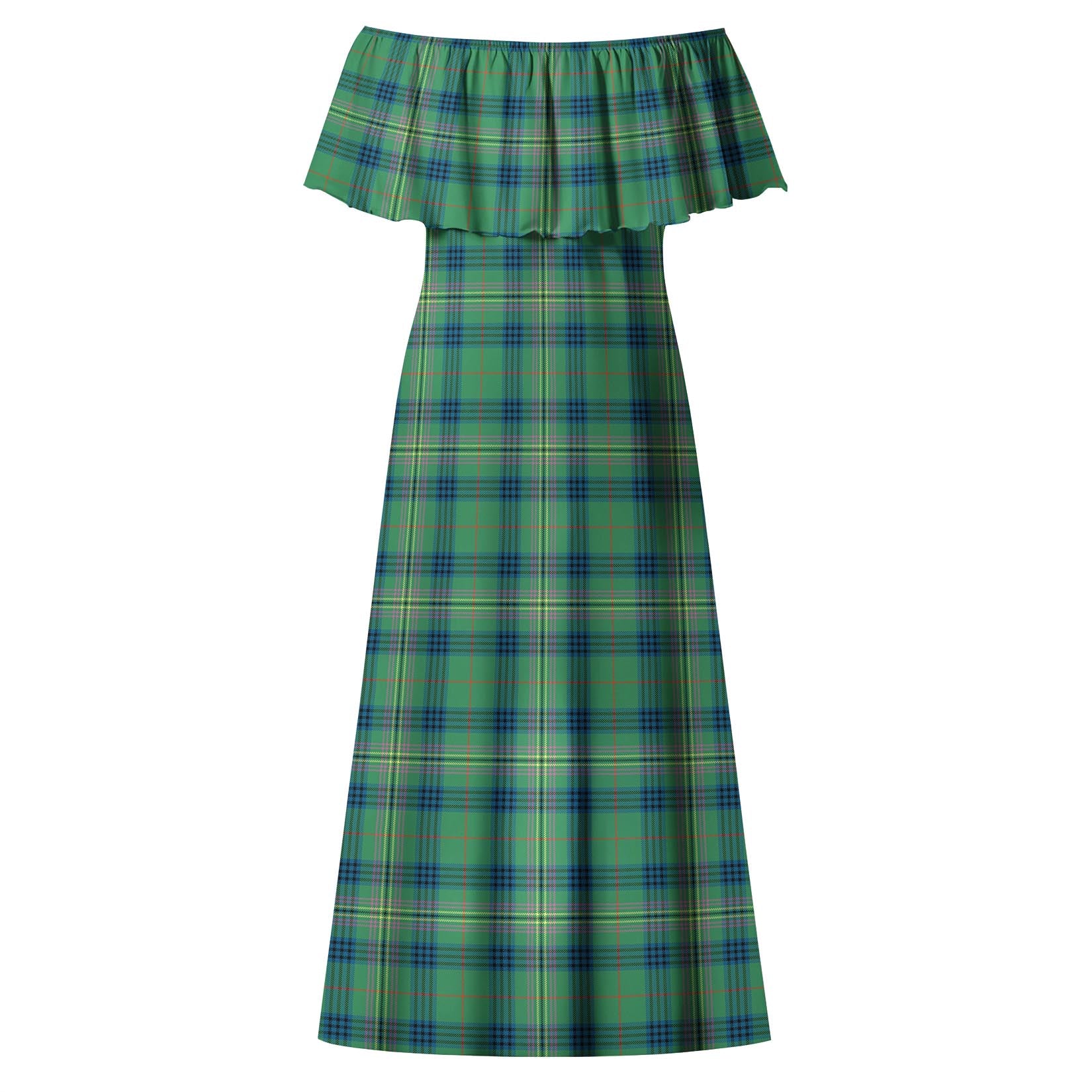 Kennedy Ancient Tartan Off Shoulder Long Dress - Tartanvibesclothing