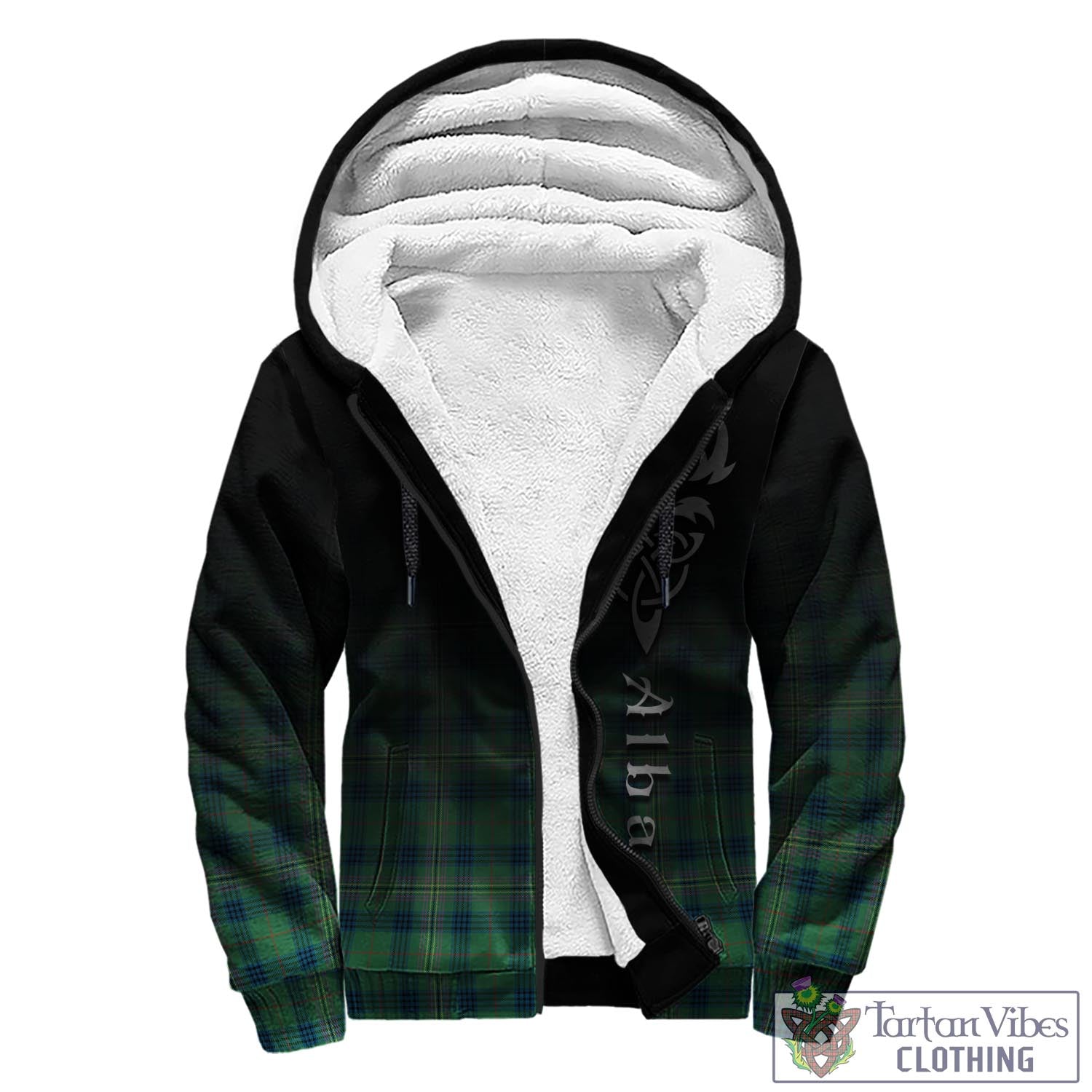 Tartan Vibes Clothing Kennedy Ancient Tartan Sherpa Hoodie Featuring Alba Gu Brath Family Crest Celtic Inspired