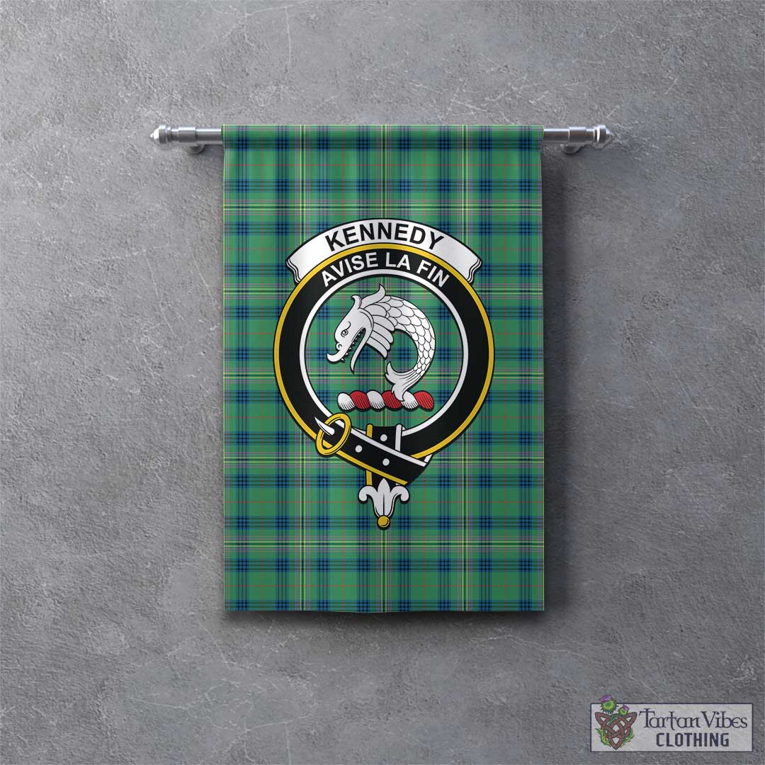 Tartan Vibes Clothing Kennedy Ancient Tartan Gonfalon, Tartan Banner with Family Crest