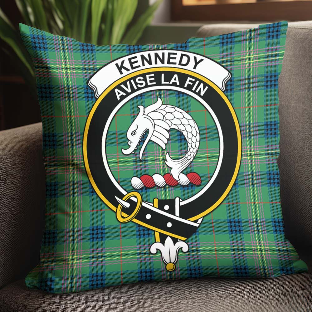 Kennedy Ancient Tartan Pillow Cover with Family Crest - Tartanvibesclothing