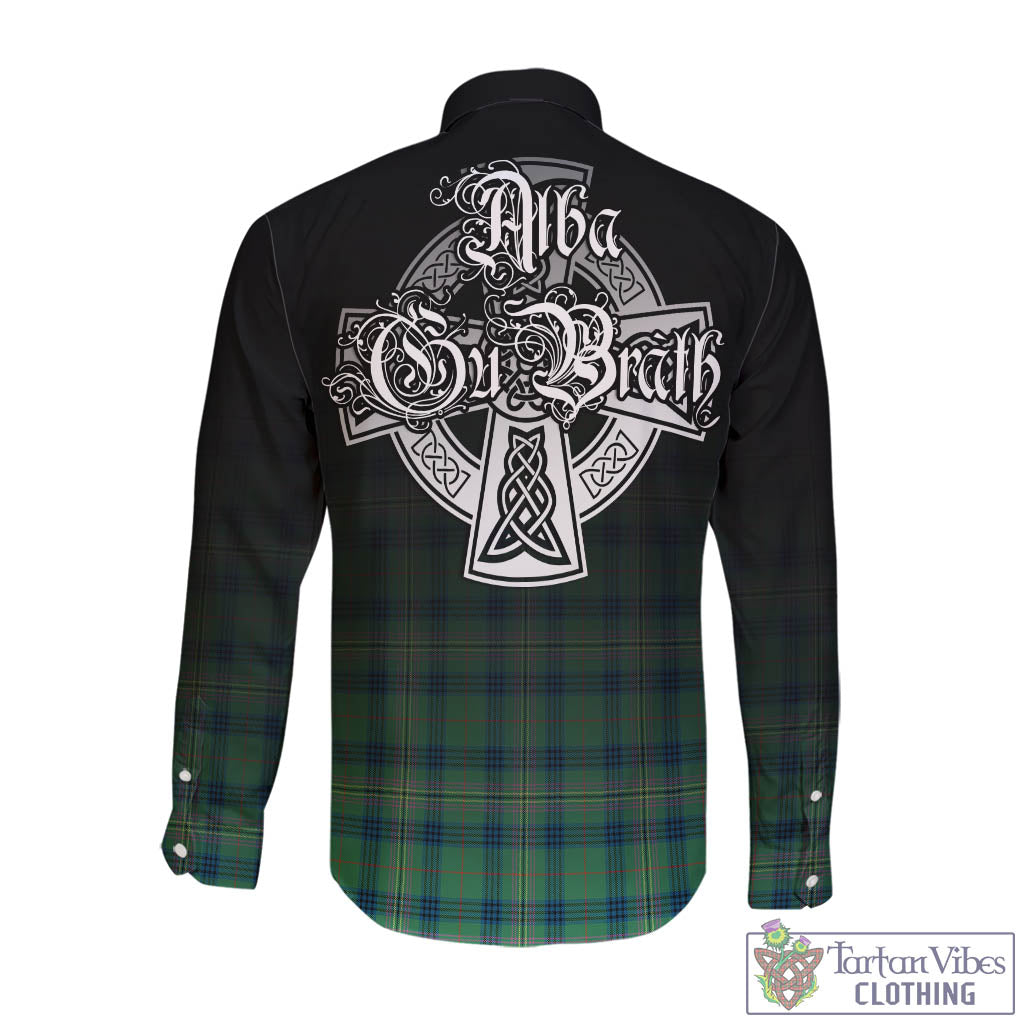 Tartan Vibes Clothing Kennedy Ancient Tartan Long Sleeve Button Up Featuring Alba Gu Brath Family Crest Celtic Inspired