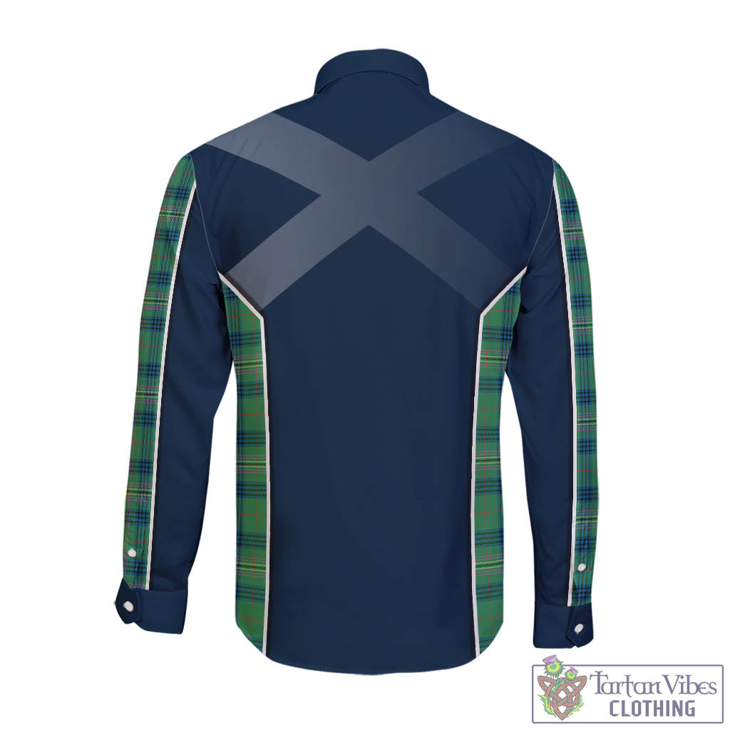 Tartan Vibes Clothing Kennedy Ancient Tartan Long Sleeve Button Up Shirt with Family Crest and Scottish Thistle Vibes Sport Style