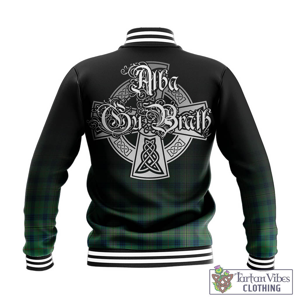 Tartan Vibes Clothing Kennedy Ancient Tartan Baseball Jacket Featuring Alba Gu Brath Family Crest Celtic Inspired