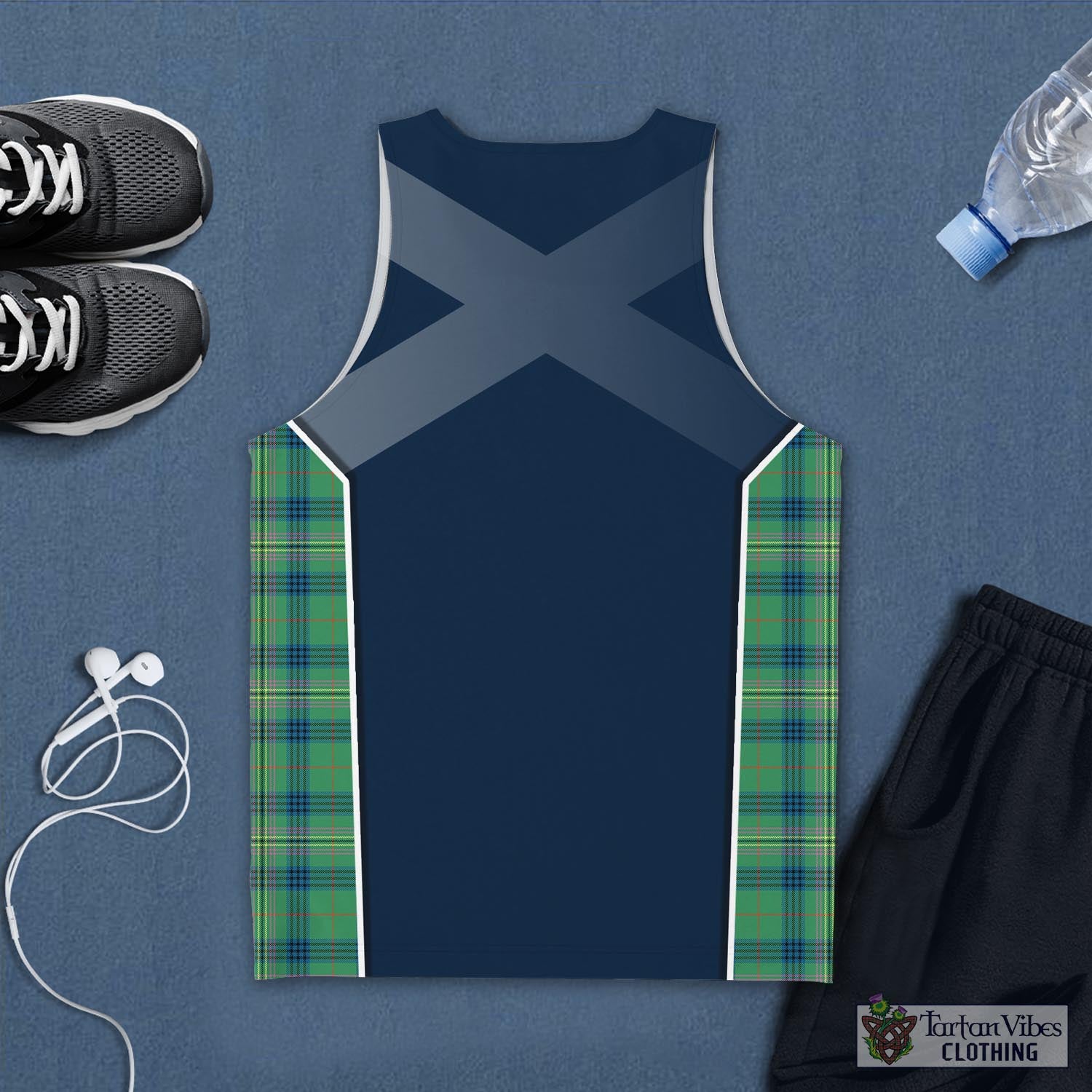 Tartan Vibes Clothing Kennedy Ancient Tartan Men's Tanks Top with Family Crest and Scottish Thistle Vibes Sport Style