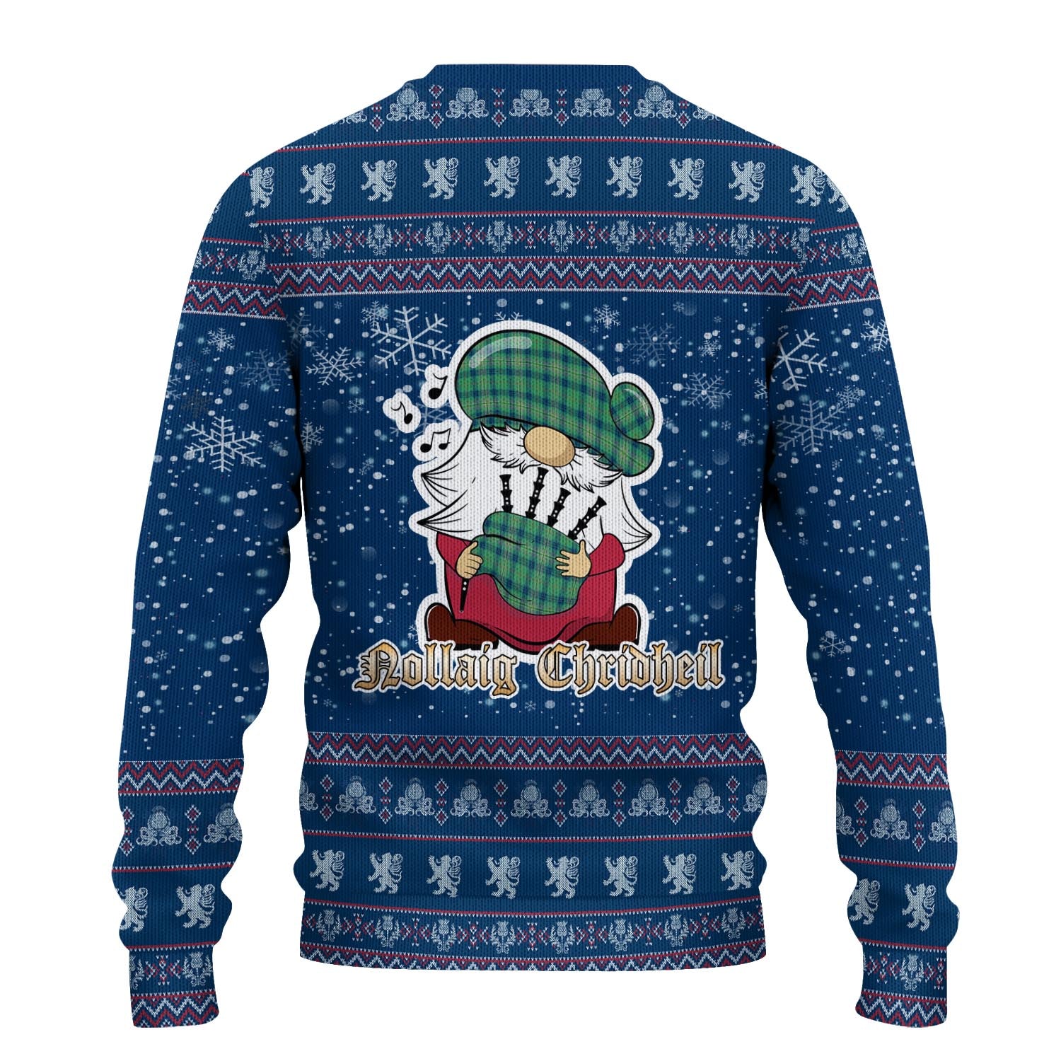 Kennedy Ancient Clan Christmas Family Knitted Sweater with Funny Gnome Playing Bagpipes - Tartanvibesclothing