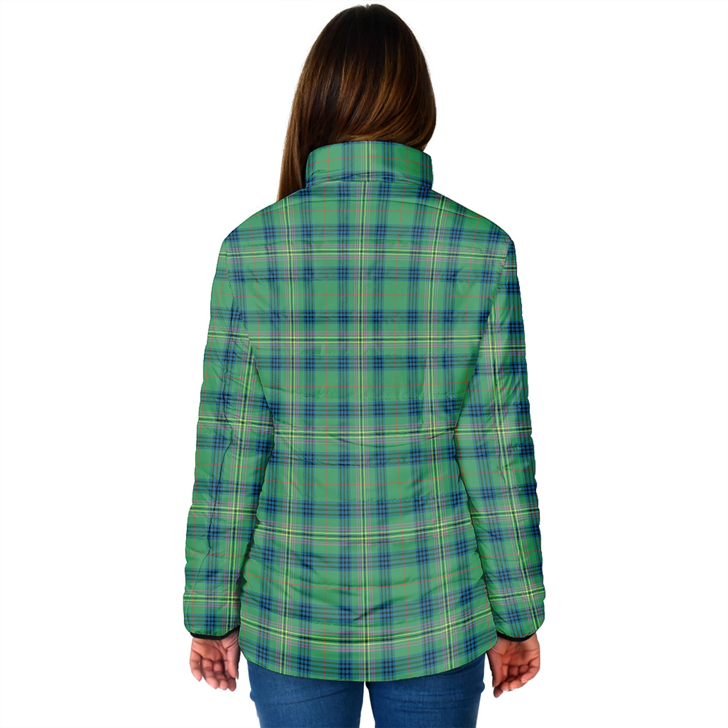 Kennedy Ancient Tartan Padded Jacket with Family Crest - Tartan Vibes Clothing